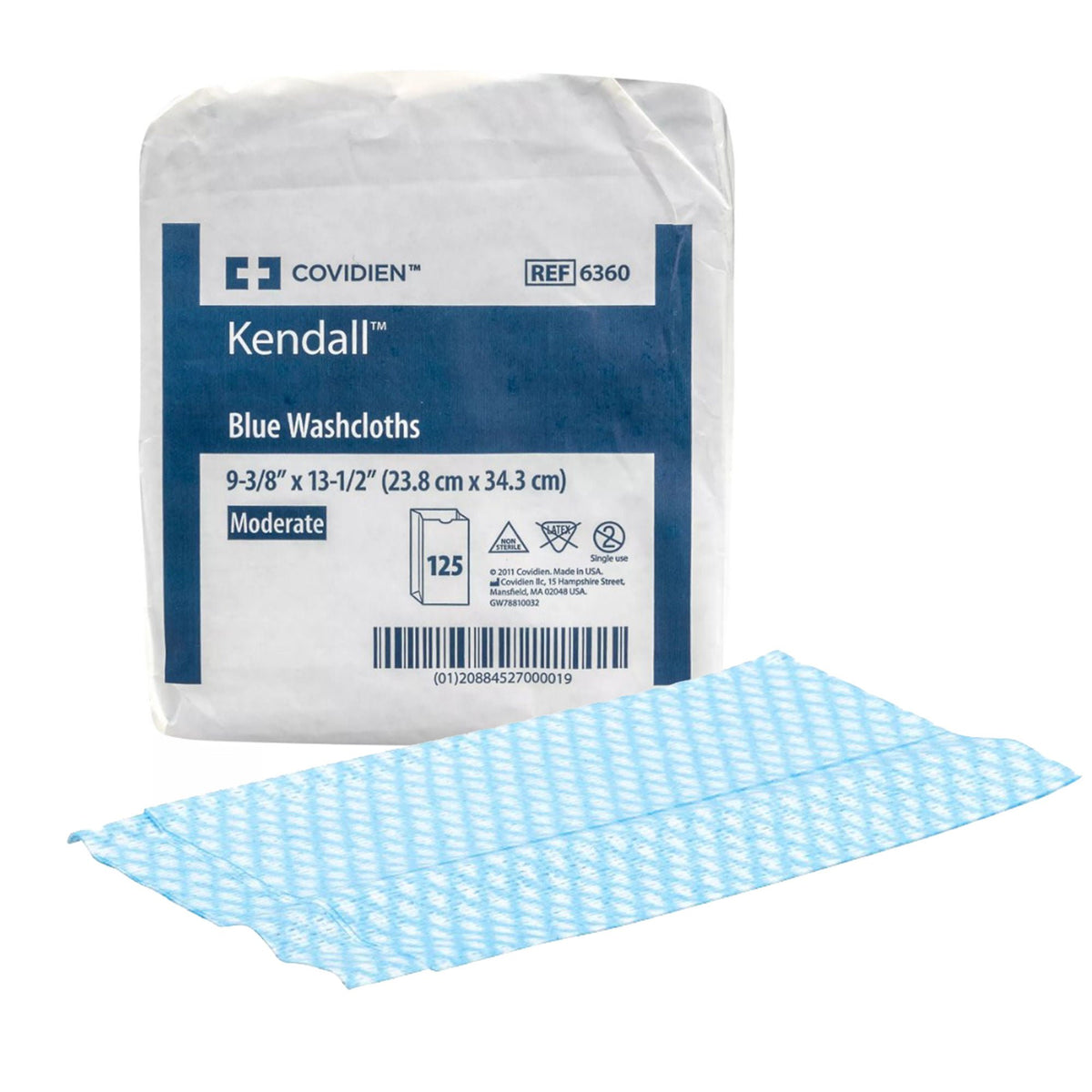 Versalon™ Moderate Absorbency Washcloth, Blue, 9.4 x 13.5 Inch, BG/125