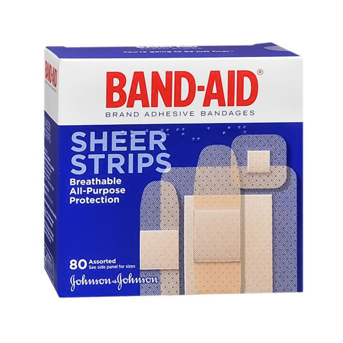 Band-Aid® Adhesive Strip, Assorted Sizes, BX/80