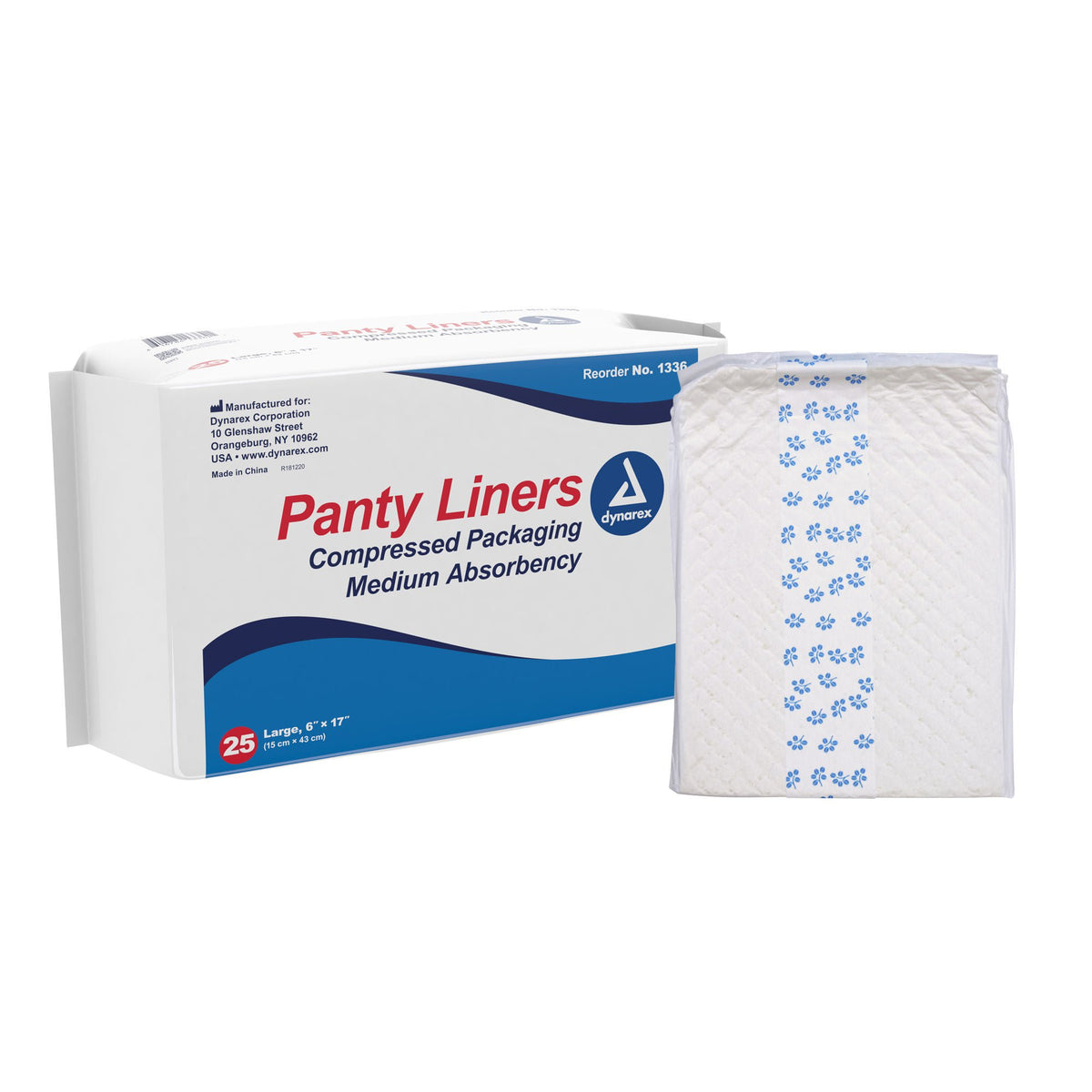 Dynarex® Medium Absorbency Bladder Control Pad, 6 x 17 Inch, BX/25
