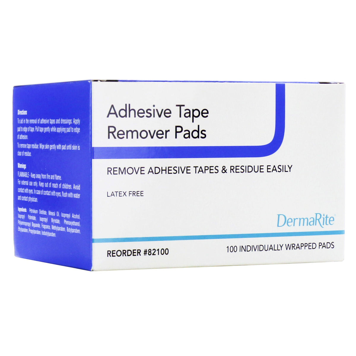 DermaRite® Adhesive Remover, 1-1/2 x 3-1/2 Inch Pads, BX/100