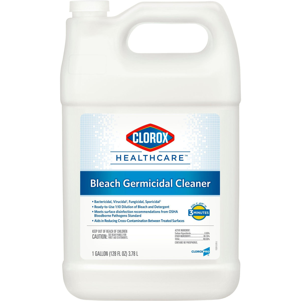 Clorox Healthcare® Bleach Germicidal Cleaner, Jug, 1 gal., CS/4