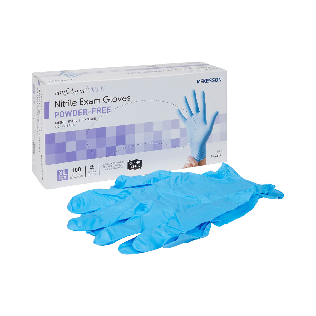 McKesson Confiderm® 4.5C Nitrile Exam Glove, Extra Large, Blue, BX/100