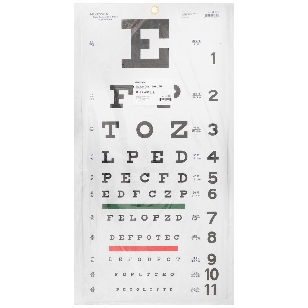 McKesson Eye Test Chart, 11 x 22 Inch, EA/1