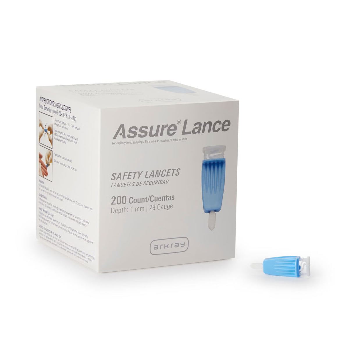 Assure® Lance Safety Lancet, 28 gauge, 1 mm Depth, Light Blue, CS/4800