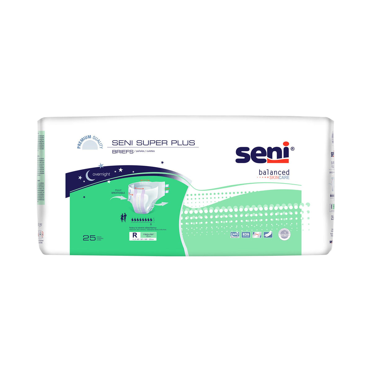 Seni® Super Plus Overnight Heavy Absorbency Incontinence Brief, Regular, CS/75
