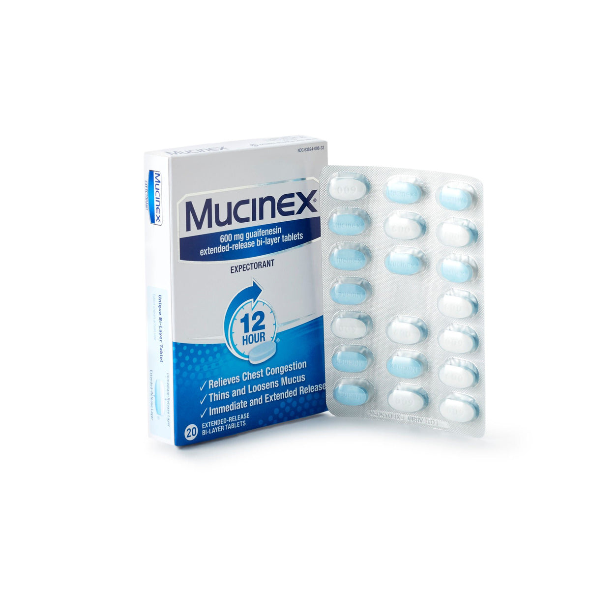 Mucinex® Guaifenesin Cold and Cough Relief, BX/20