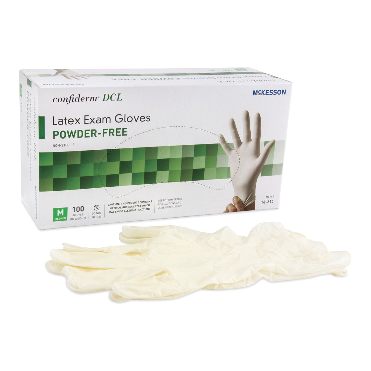 McKesson Confiderm® Latex Exam Glove, Medium, Ivory, CS/1000