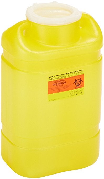 Chemotherapy Waste Container BD™ Yellow Base 18 H X 10-1/2 W X 7-1/2 D Inch Vertical Entry 5 gal.