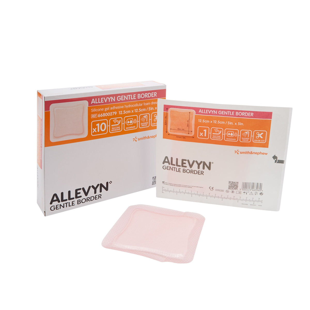 Allevyn Gentle Border Silicone Foam Dressing, 5 x 5 Inch, EA/1