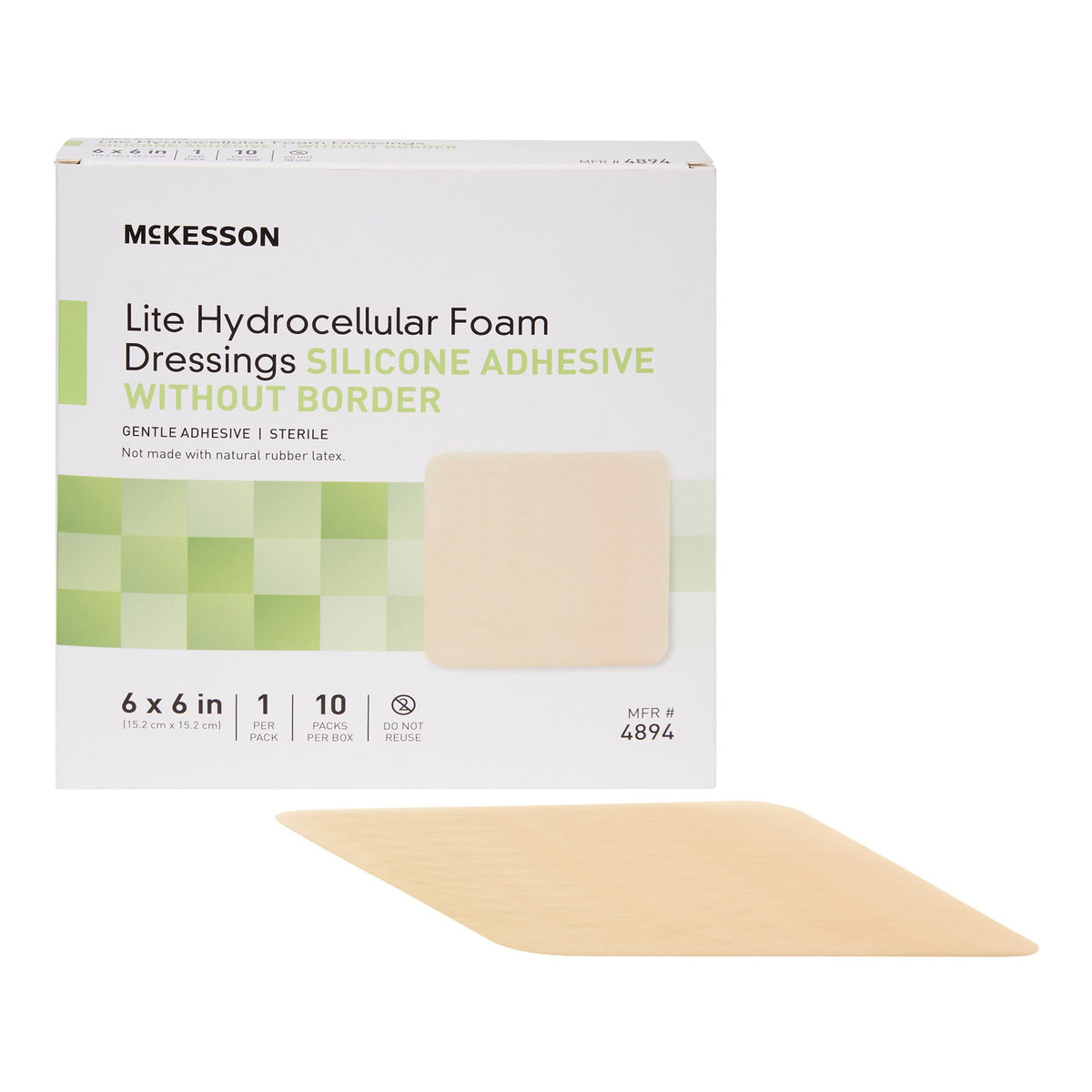 McKesson Lite Hydrocellular Foam Dressing w/ Silicone Adhesive w/o Border, 6 x 6, EA/1