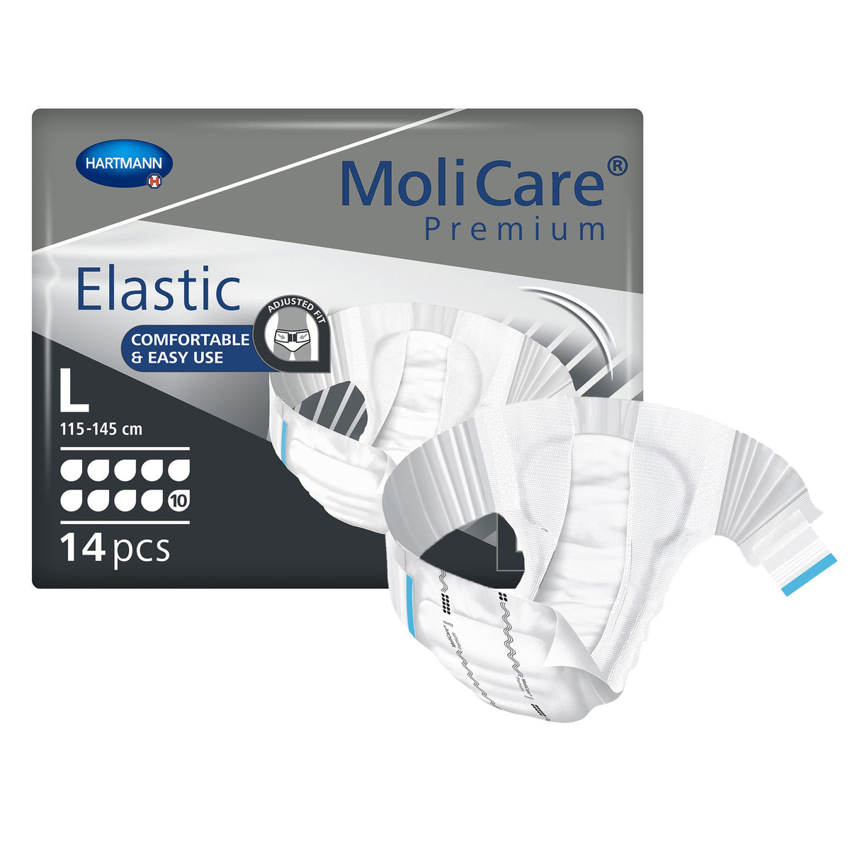 MoliCare® Premium Elastic 10 Drop Absorbency Incontinence Briefs, Large, CS/56