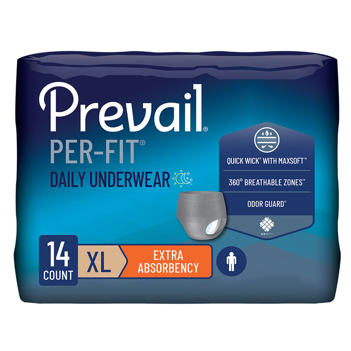 Prevail® Per-Fit® Men Adult Moderate Absorbent Underwear, X-Large, White, BG/14