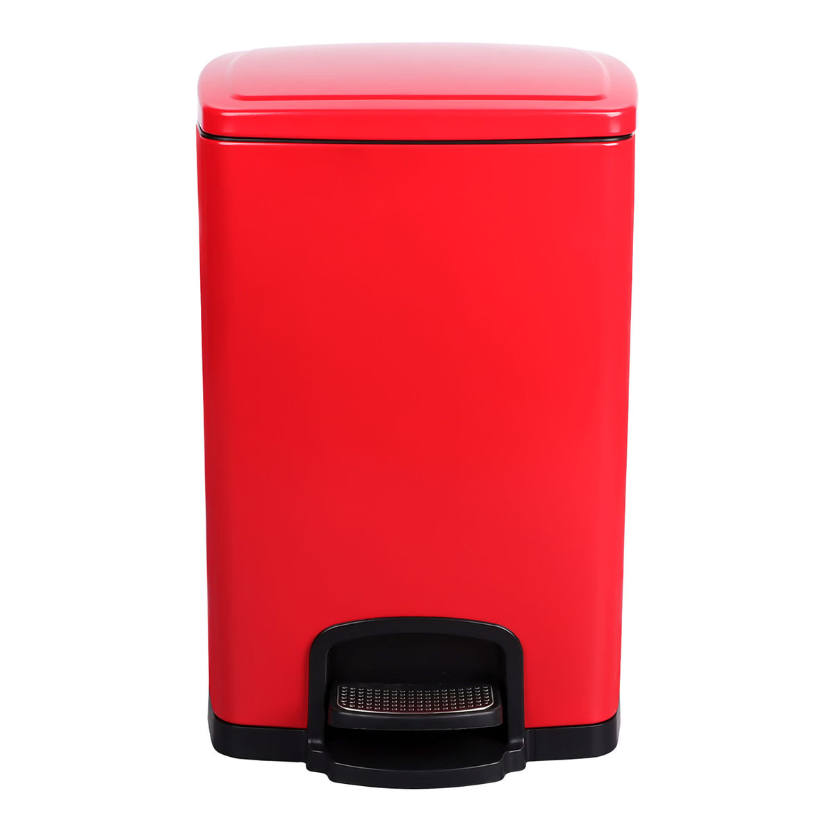McKesson Trash Can with Plastic Liner, Square, Steel, Red, 5 Gallon, EA/1