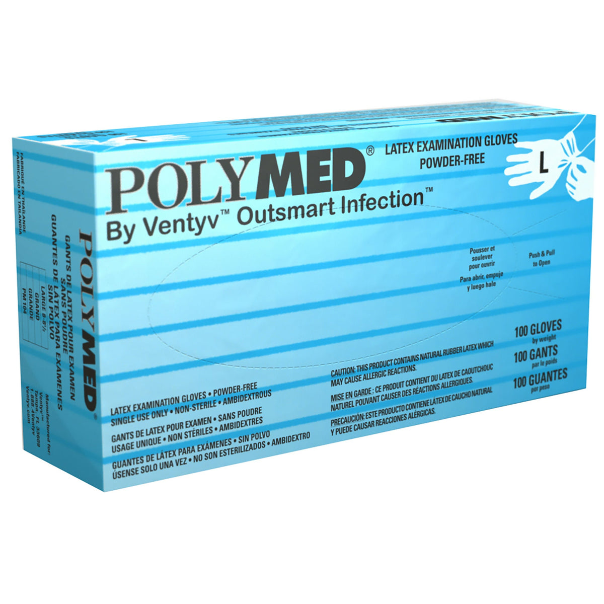Polymed® Latex Exam Glove, Large, Ivory, BX/100
