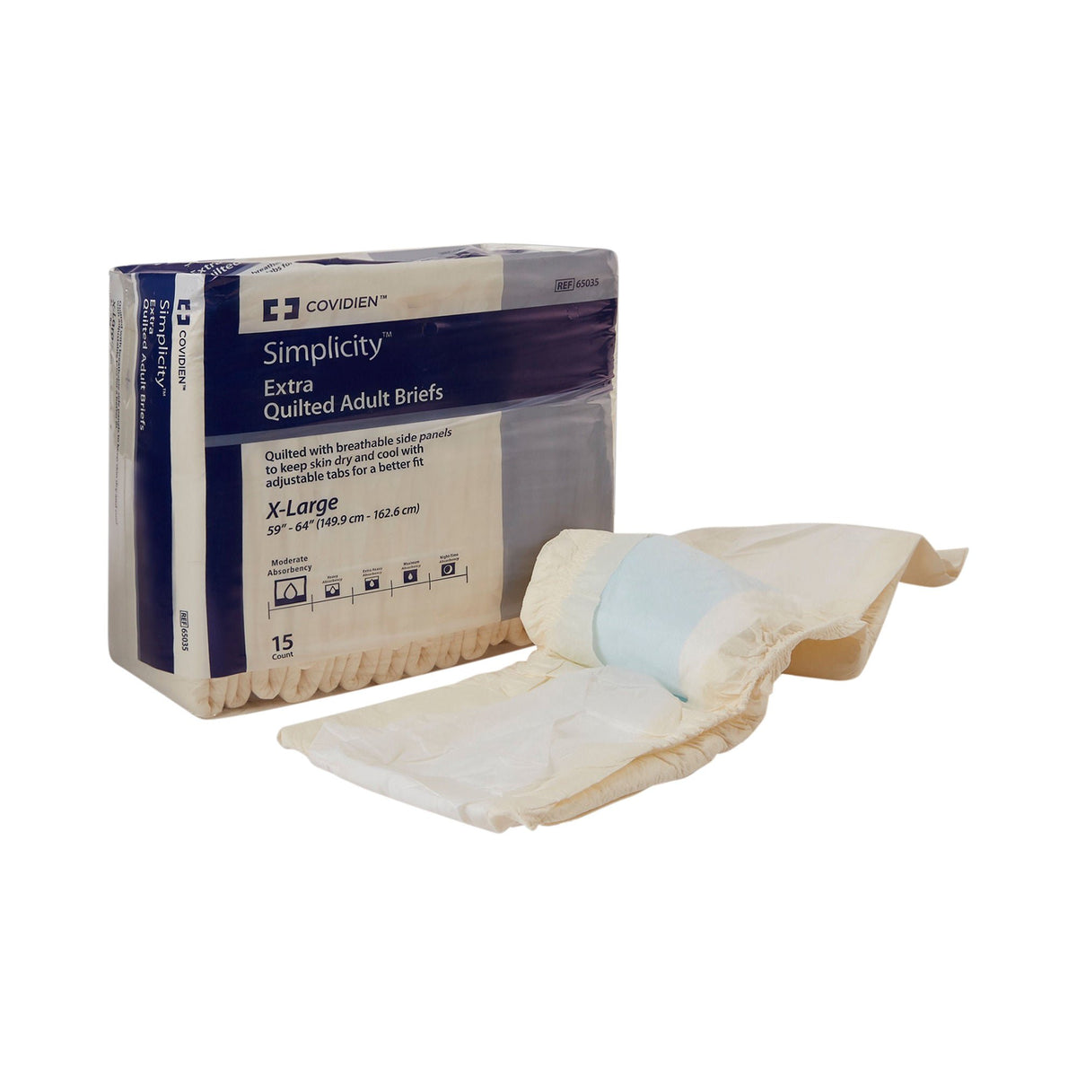 Simplicity Unisex Adult Incontinence Briefs, Moderate Absorbency, Extra Large, CS/60