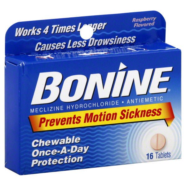 Bonine Motion Sickness Chewable Tablets, Raspberry Flavor