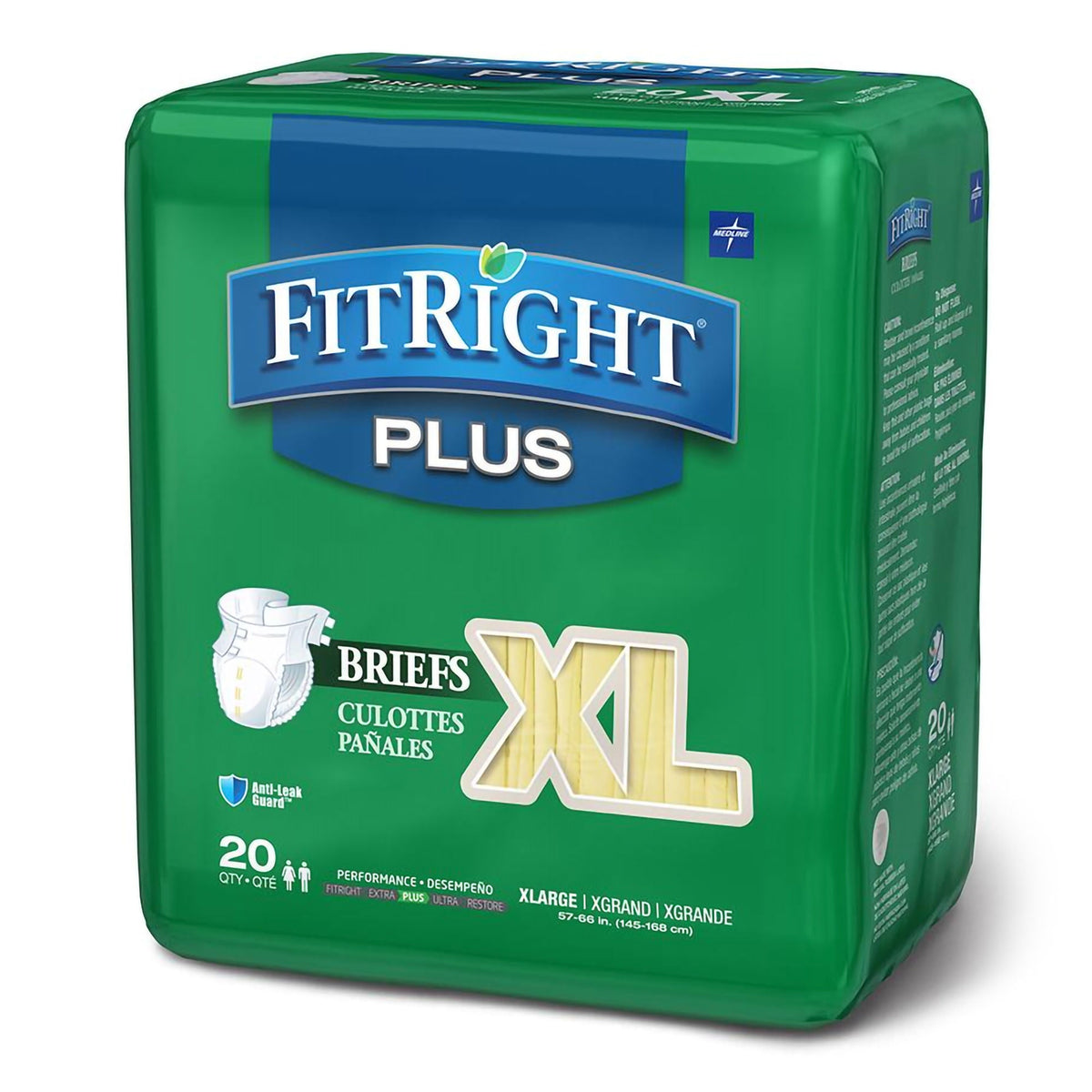 FitRight™ Plus Anti-Leak Guard Briefs, Extra Large, BG/20