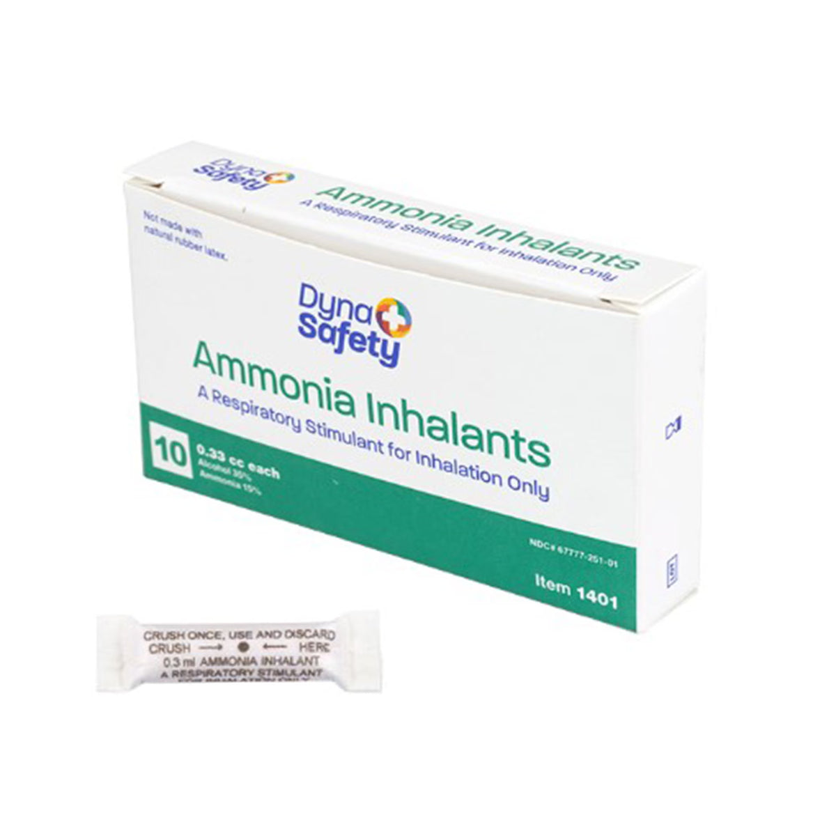 Dyna Safety Ammonia Inhalants, a Respiratory Stimulant for Inhalation, Ampules, BX/10