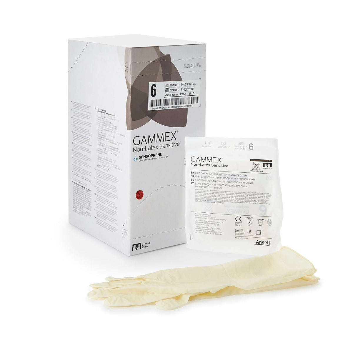 Gammex® Non-Latex Sensitive Polychloroprene Surgical Glove, Size 6, Cream, CS/200