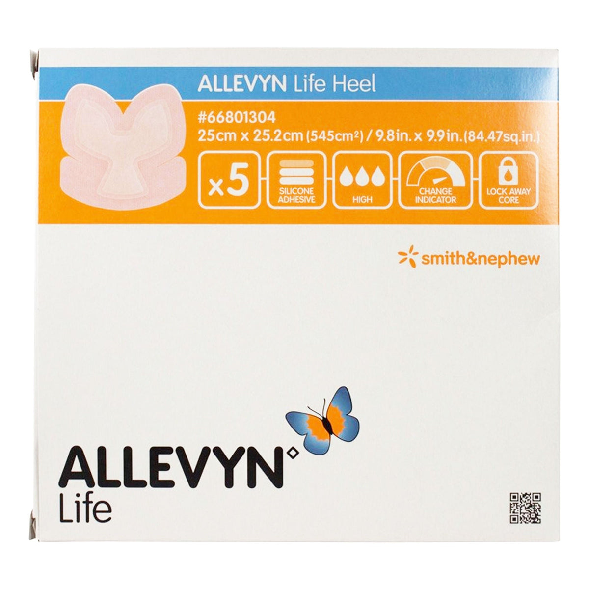 Allevyn Life Heel Silicone Gel Adhesive Foam Dressing, 25 x 25.2 Centimeter, BX/5