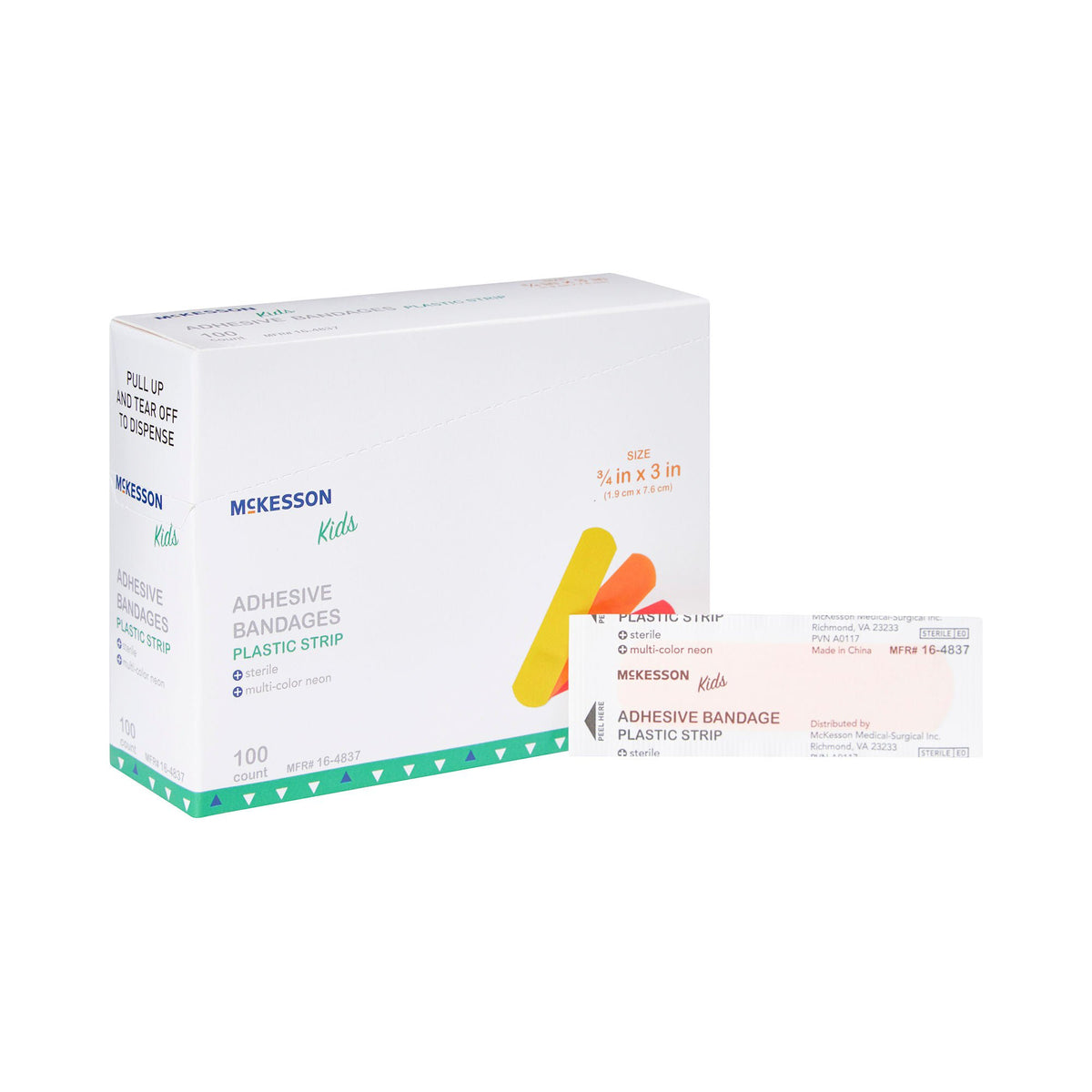 McKesson Kids™ Neon Adhesive Strip, 3/4 x 3 Inch, BX/100