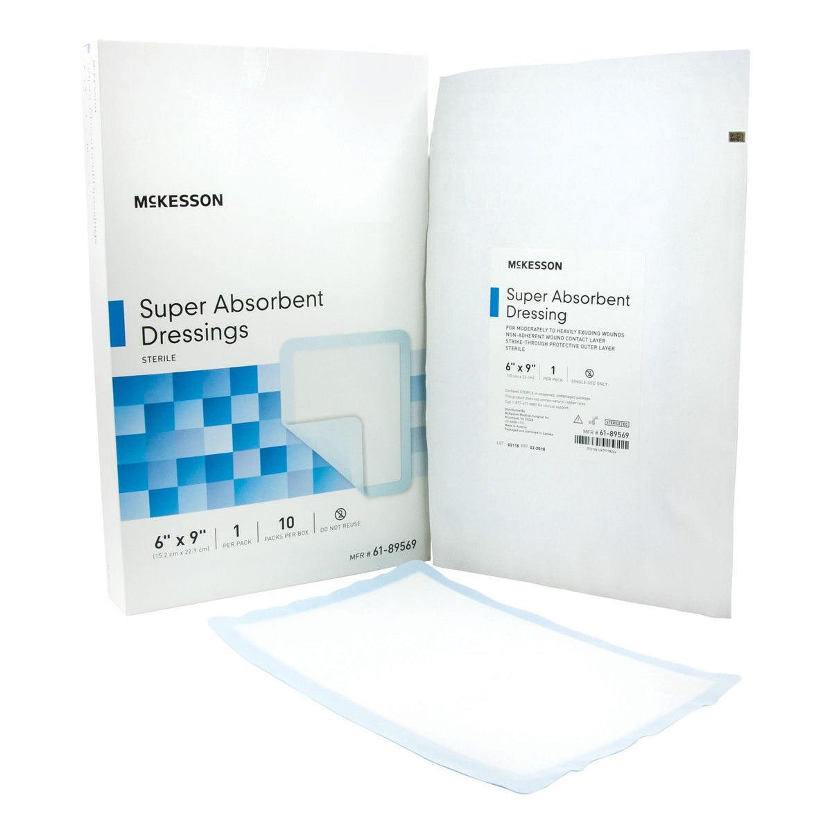 McKesson Super Absorbent Dressing, 6 x 9 Inch, EA/1