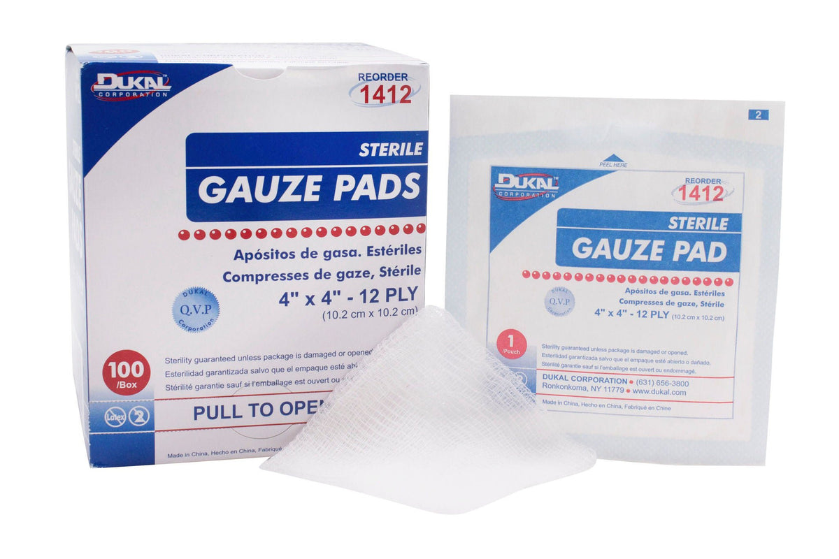 Dukal™ Sterile Gauze Sponge, 4 x 4 Inch, 12-Ply, BX/100