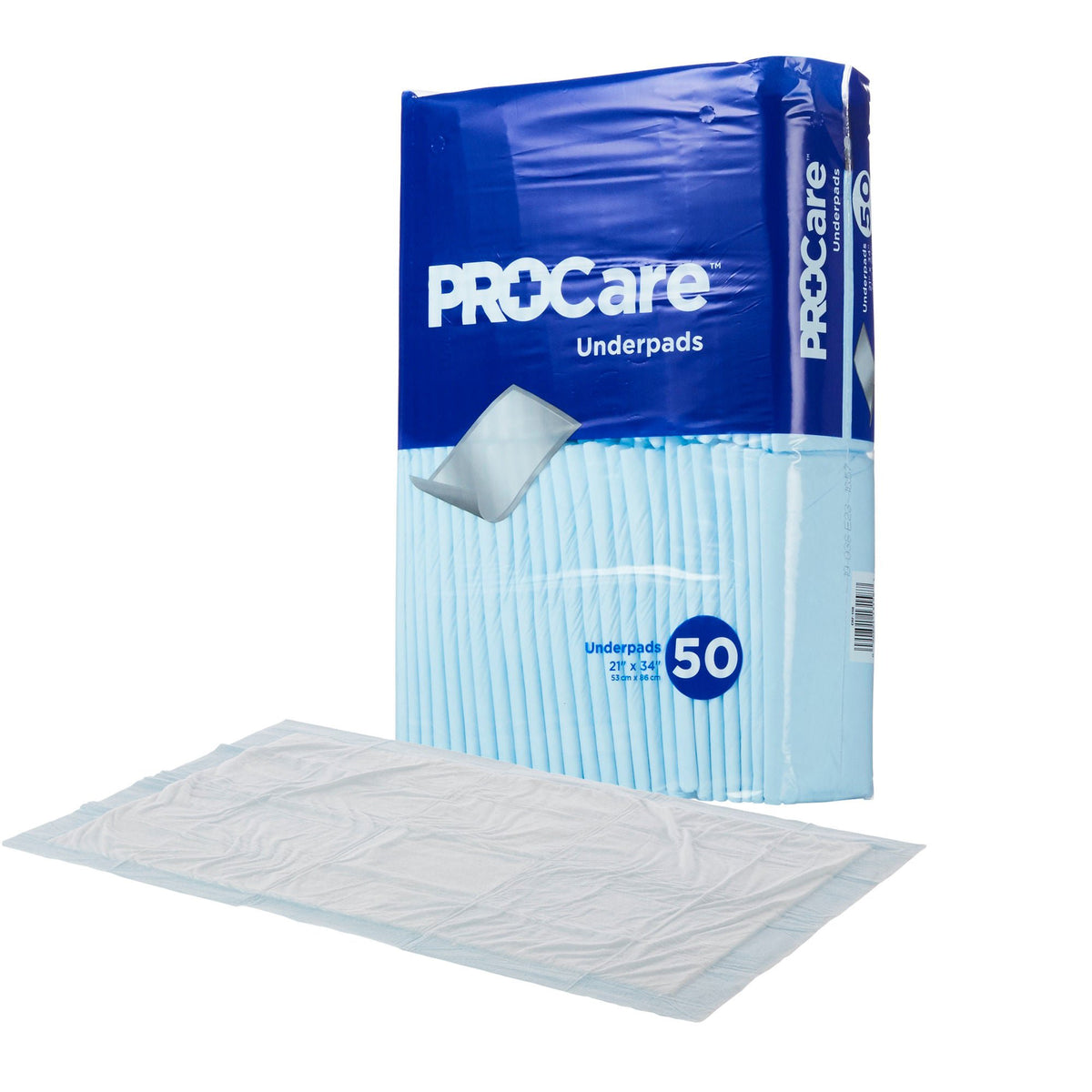 ProCare Incontinence Underpads, Moisture-Proof, Absorbent, Comfortable, Blue, BG/50