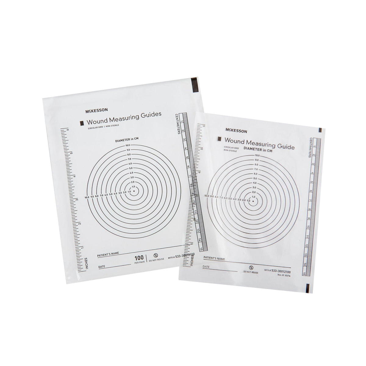 McKesson Plastic Wound Measuring Guide, 5 x 7 Inch, BX/100