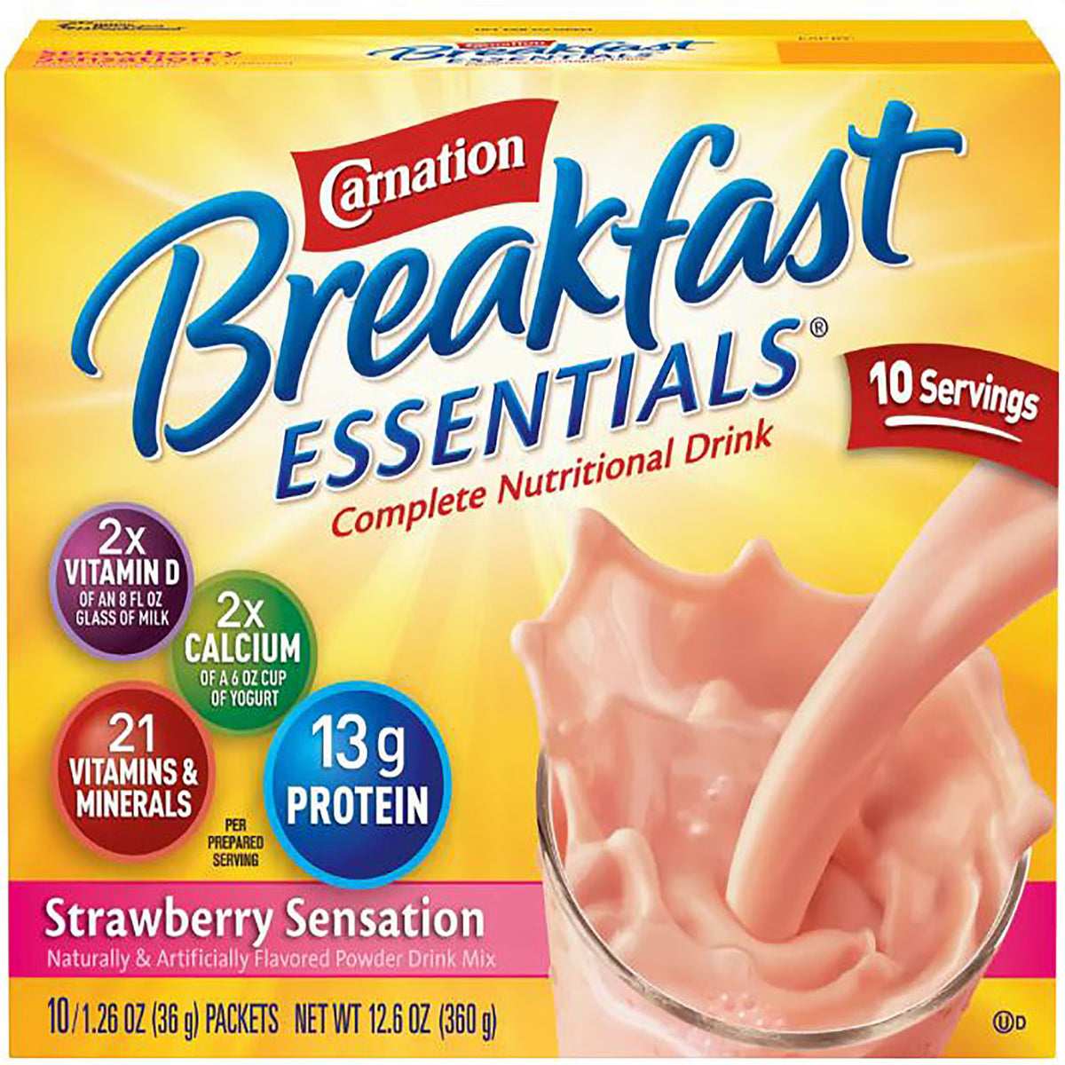 Carnation Breakfast Essentials® Strawberry Nutritional Drink, BX/10