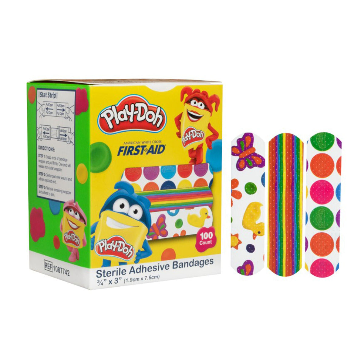 American® White Cross Kid Design (Play Doh) Adhesive Strip, 3/4 x 3 Inch, BX/100