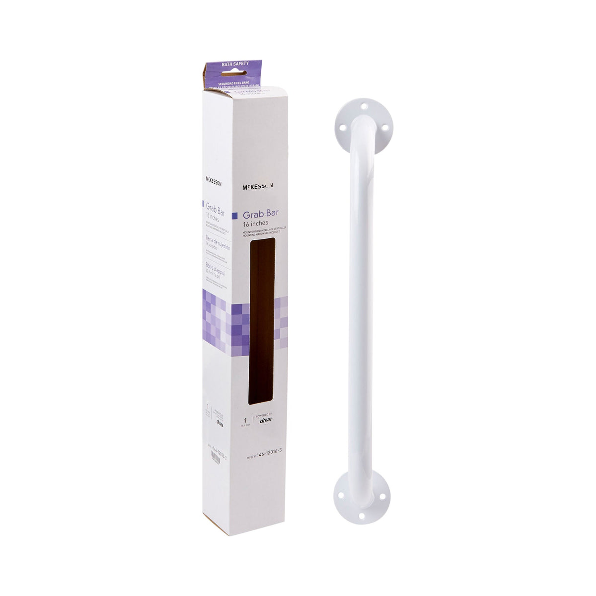 McKesson Wall Grab Bar, White Steel, 16-Inch Length, EA/1