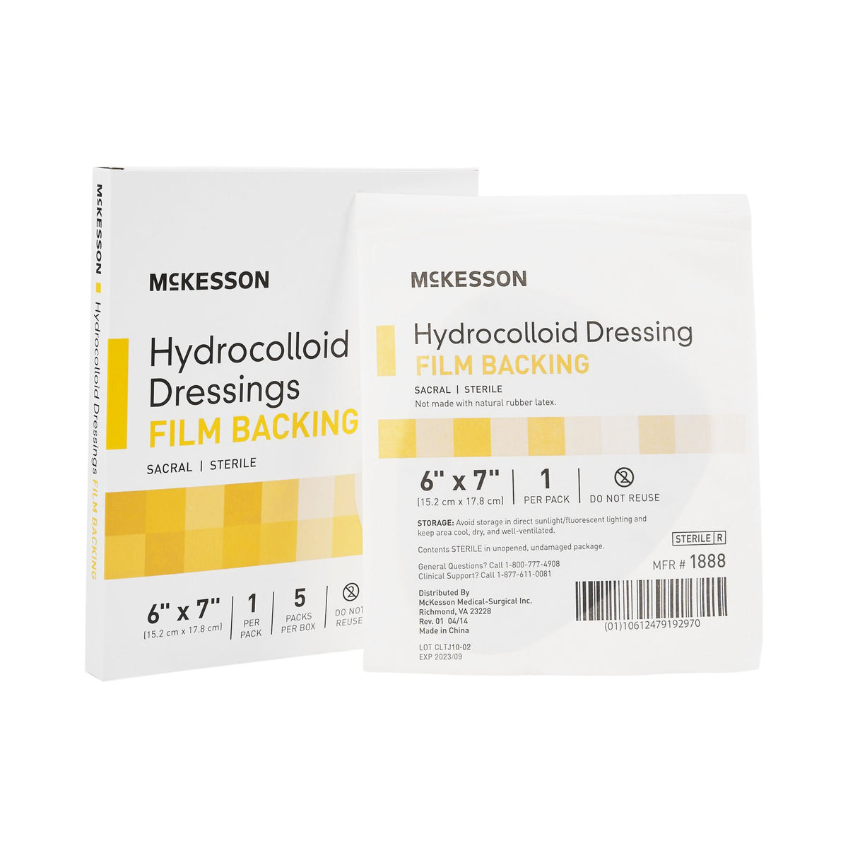 McKesson Hydrocolloid Dressing, 6 x 7 Inch Sacral, CS/80