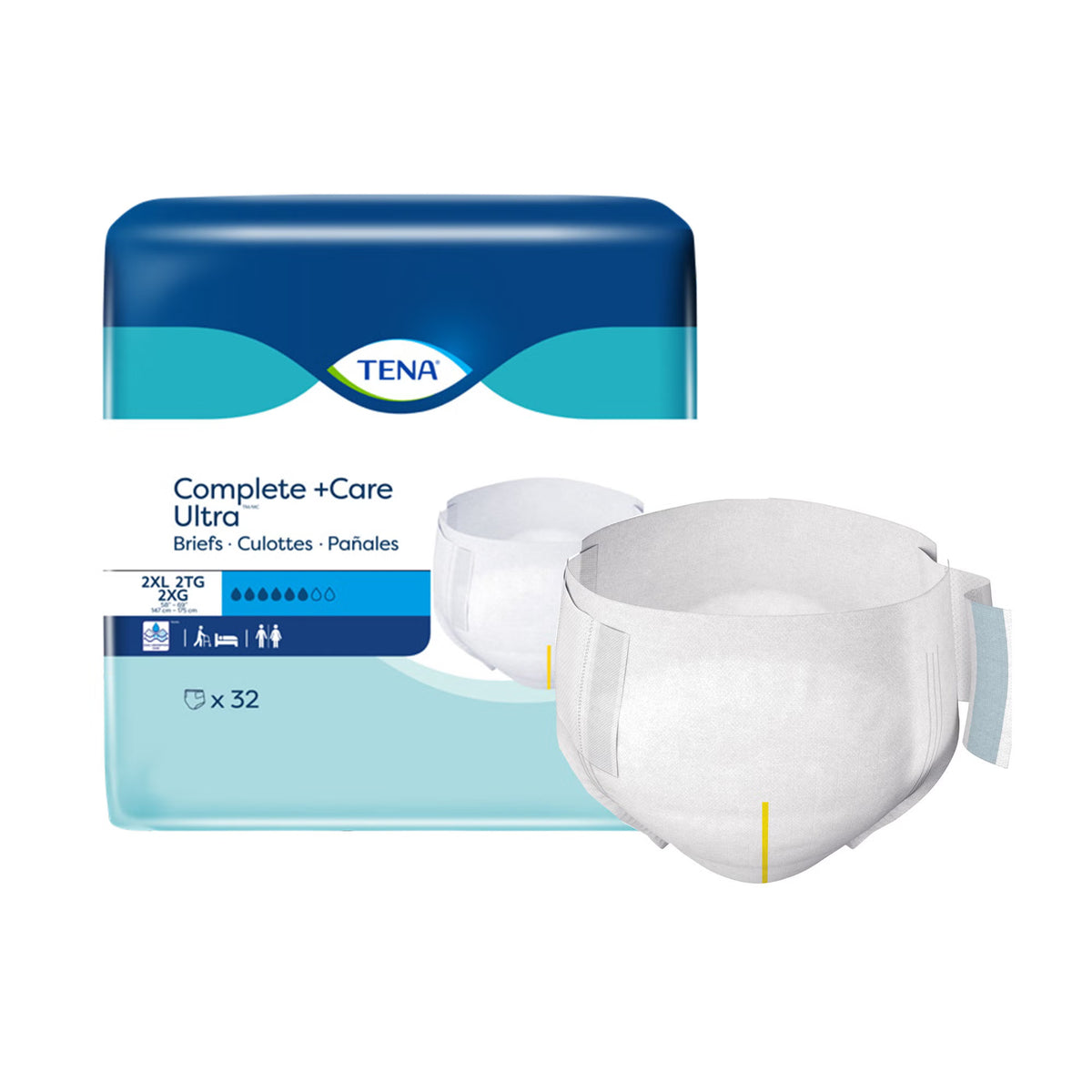 TENA Complete +Care Ultra™ Incontinence Brief, 2X-Large, PK/32