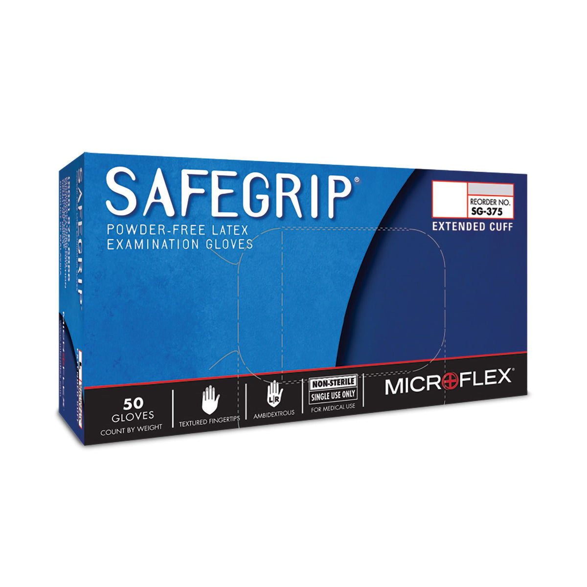 SafeGrip® Latex Extended Cuff Length Exam Glove, Small, Blue