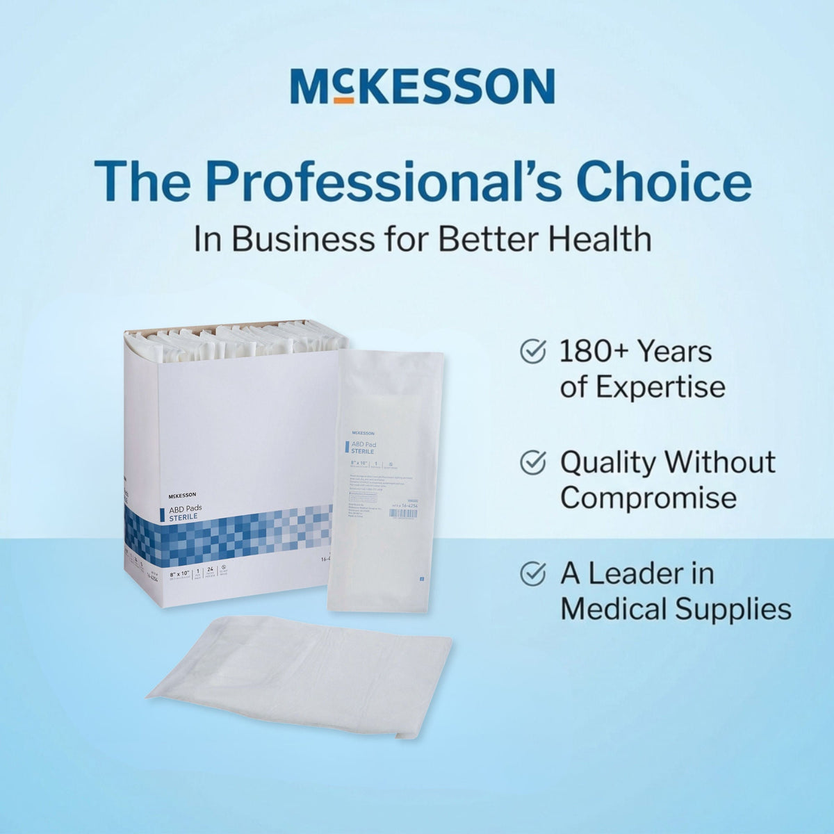 McKesson Sterile Abdominal Pad, 8 x 10 Inch