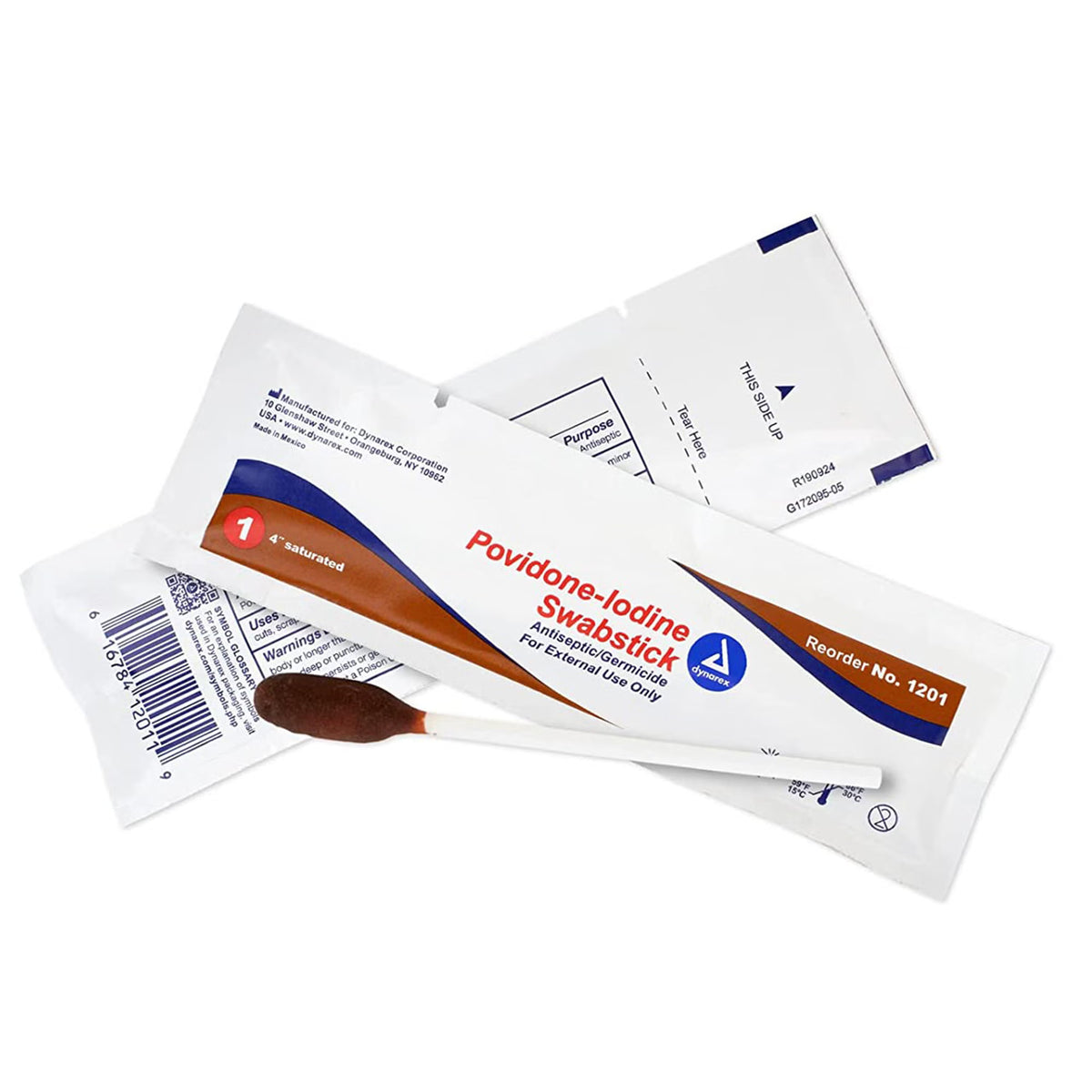 dynarex Povidone Iodine Impregnated Swabstick, BX/50