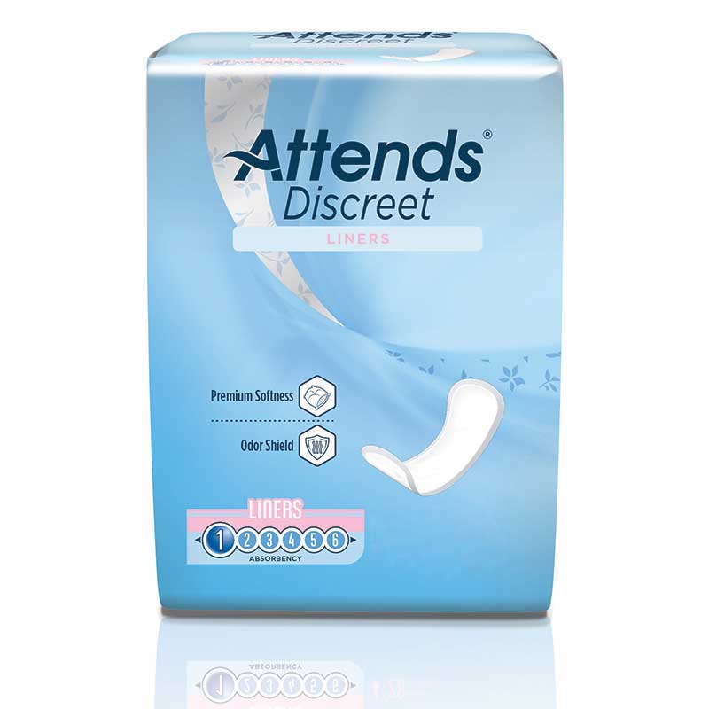 Attends Discreet Panty Liners 6" Long, PK/28