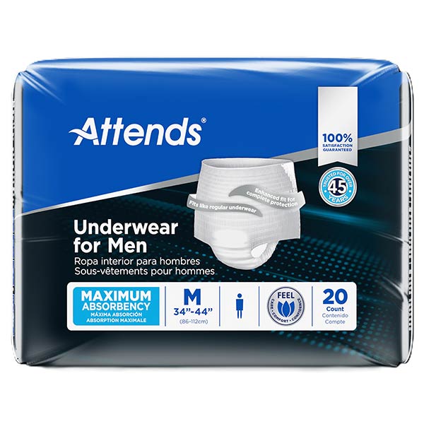 Attends Maximum Men's Underwear, Medium, 20 ct