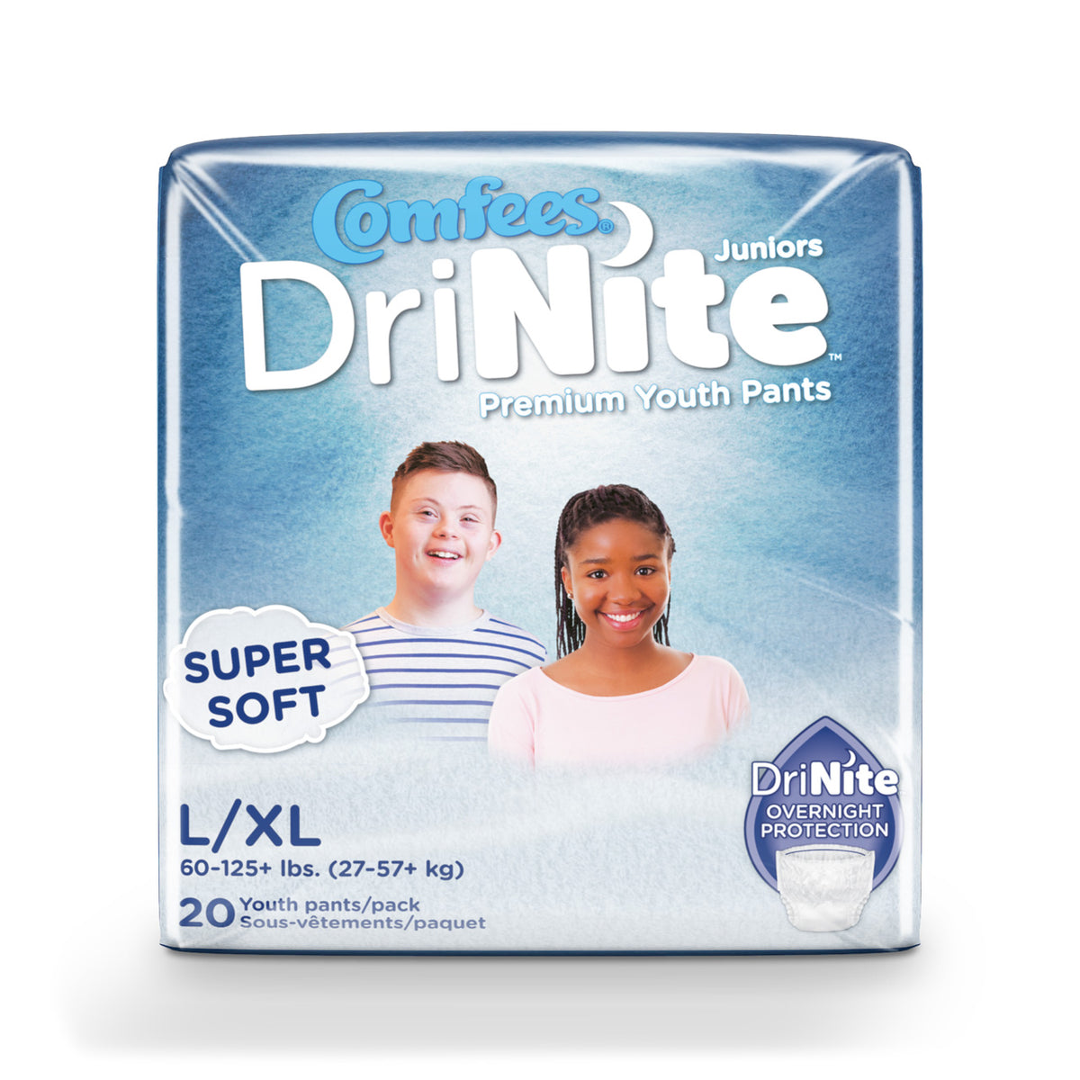 Comfees DriNite Juniors Youth Pants, Large/X-Large, 60 - 125+ lbs, 13 ct