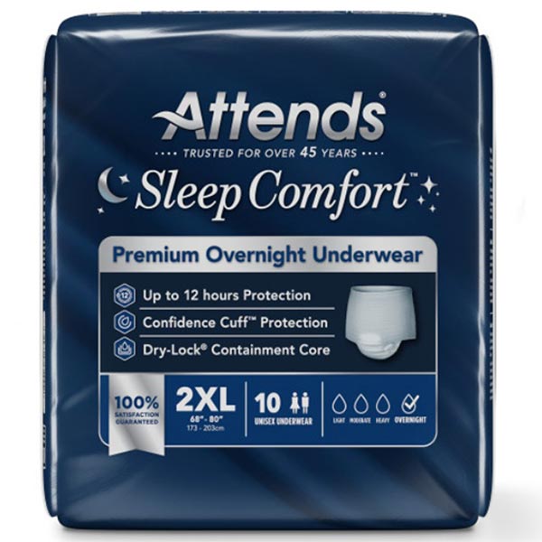 Attends Sleep Comfort Premium Overnight Underwear, 2X-Large