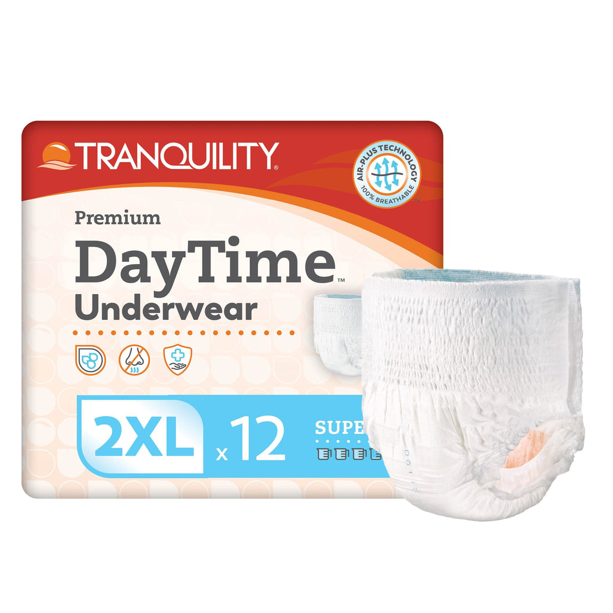 Tranquility Premium DayTime Disposable Absorbent Underwear, 2XL, BG/12