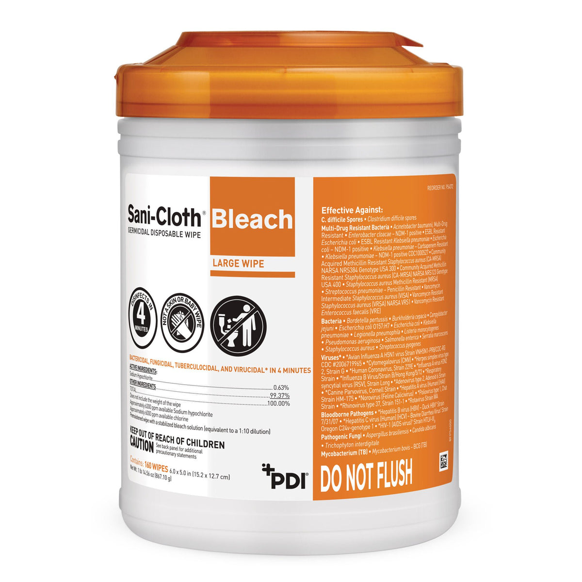 Sani-Cloth® Bleach Germicidal Disinfectant Wipe, Canister, CN/160