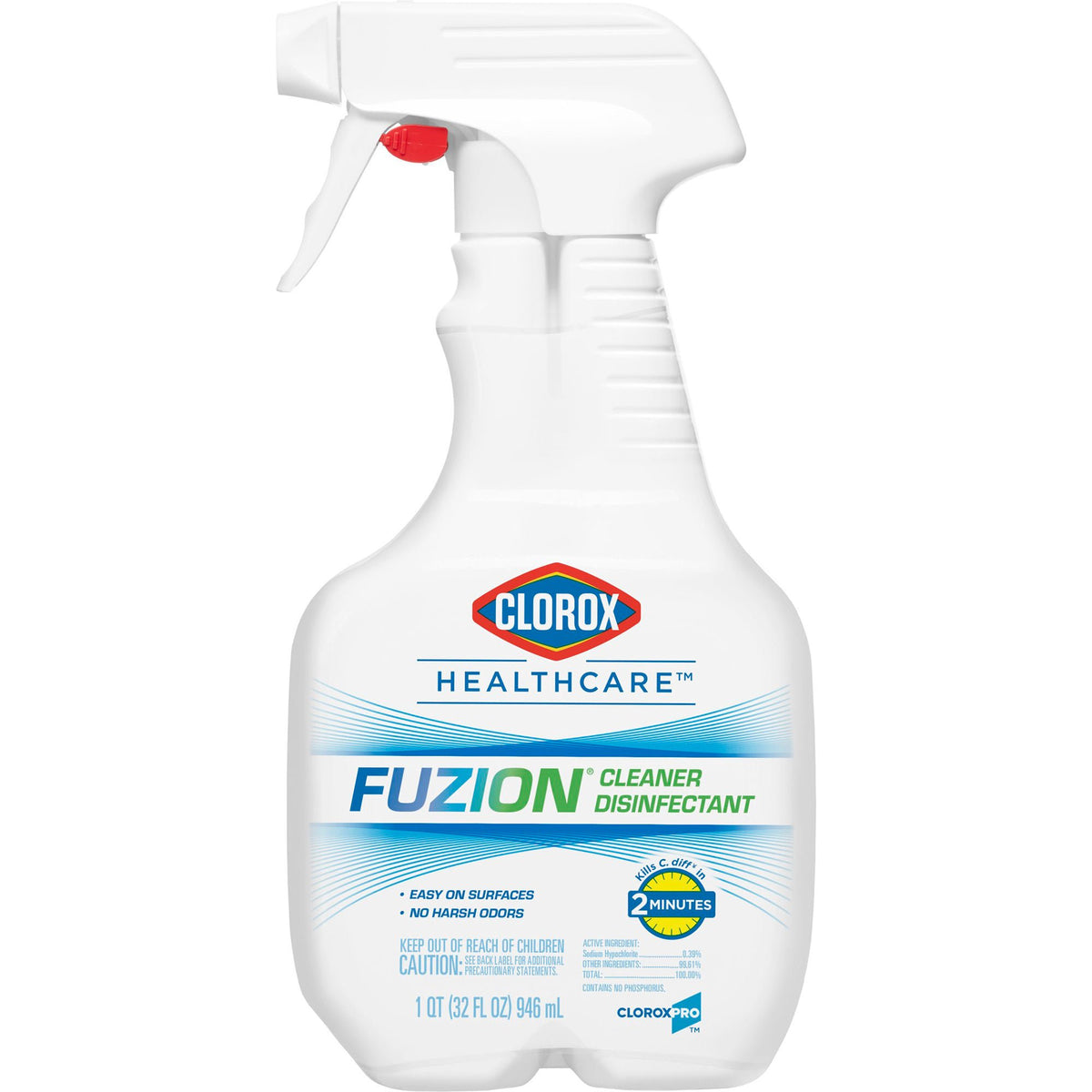 Clorox Healthcare® Fuzion™ Cleaner Disinfectant, 32-ounce Spray Bottle, CS/9
