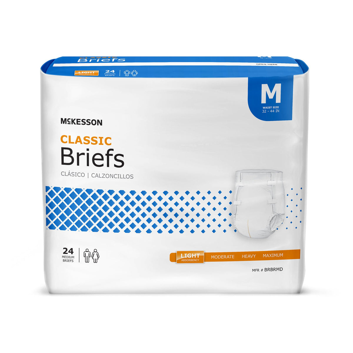 McKesson Classic Light Absorbency Incontinence Brief, Medium, CS/96