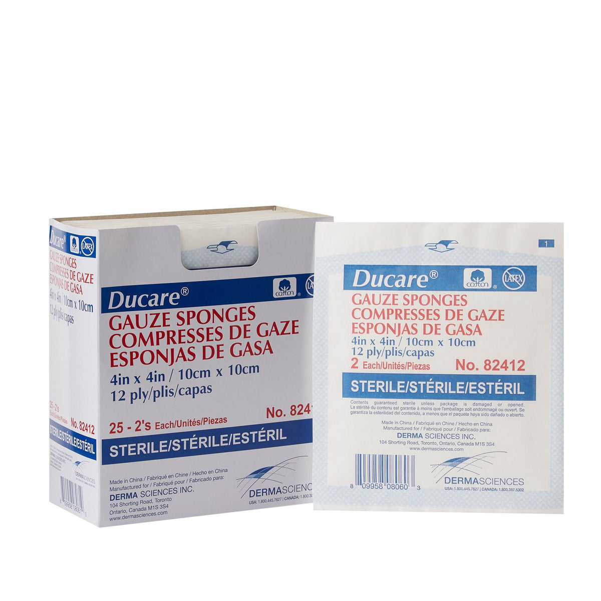 Ducare Sterile Gauze Sponge, 4 x 4 Inch, 12-Ply, CS/600