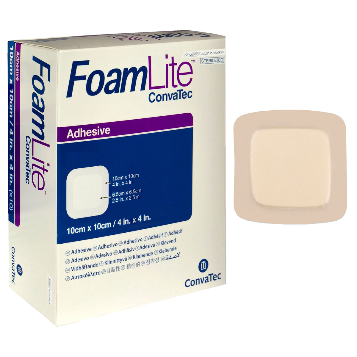 FoamLite Foam Adhesive Dressing, Square, 4" x 4", EA/1
