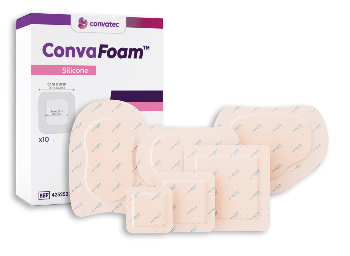 ConvaFoam Adhesive Silicone Hydrofiber Foam Dressing, 5" x 5"