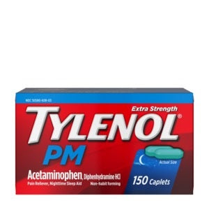 Tylenol PM Extra Strength Pain Reliever/Nighttime Sleep-Aid Caplets, 150 ct