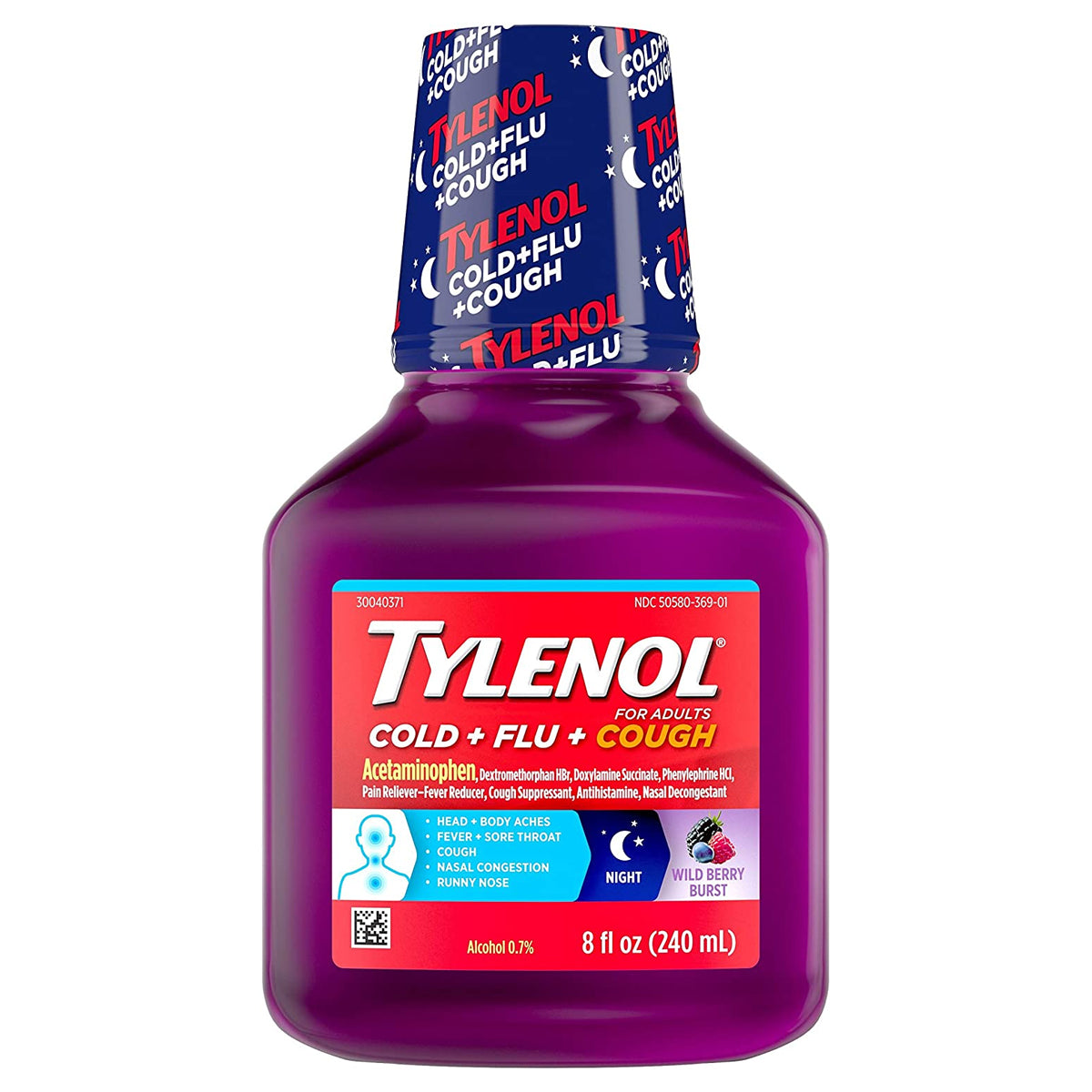 Cold + Flu+ Cough Night Wild Berry Liquid 8 fl oz, EA/1